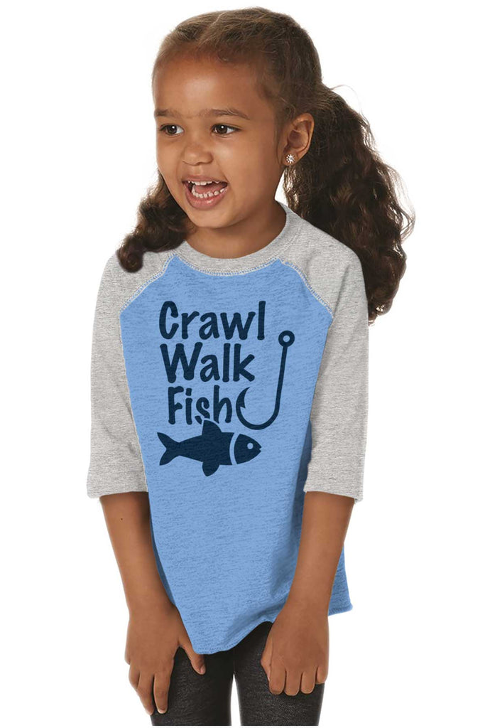 Crawl Walk Fish Toddler Baseball-Direct To Garment Print-Brisco Baby