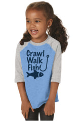 Crawl Walk Fish Toddler Baseball-Direct To Garment Print-Brisco Baby