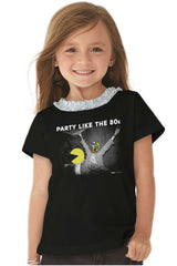Party Like The 80s Toddler Ruffled Trim T-Shirt-Direct To Garment Print-Brisco Baby