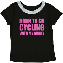 Cycling With Daddy Toddler Ruffled Trim T-Shirt-Direct To Garment Print-Brisco Baby