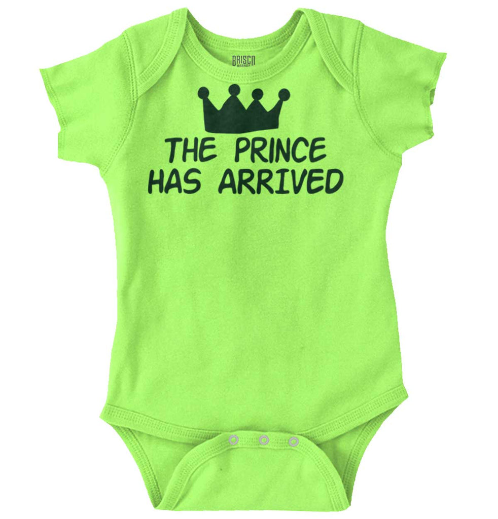 The Prince Has Arrived Romper Bodysuit-Direct To Garment Print-Brisco Baby