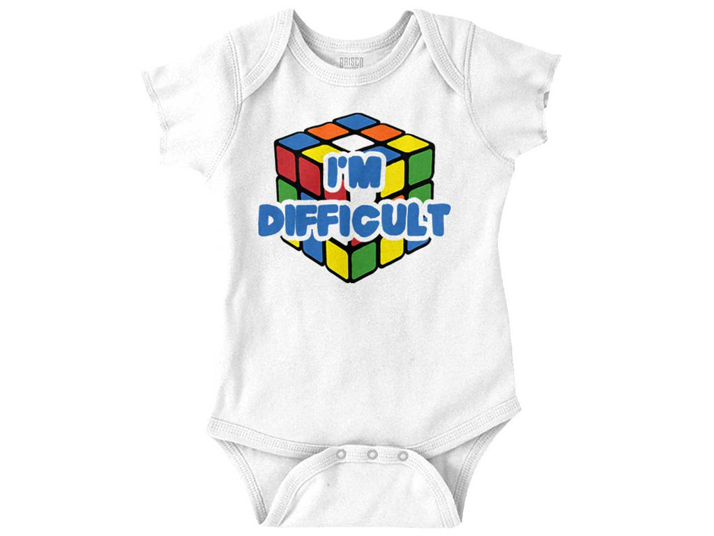 Difficult Rubik's Romper Bodysuit-Direct To Garment Print-Brisco Baby