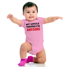 Uncle Thinks I'm Awesome Romper Bodysuit-Direct To Garment Print-Brisco Baby