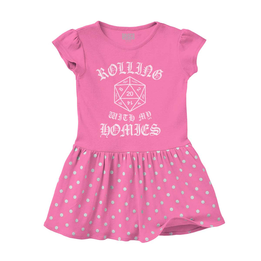 Rolling With My Homies Dungeons Baby Polka Dot Skirt Dress-Direct To Garment Print-Brisco Baby