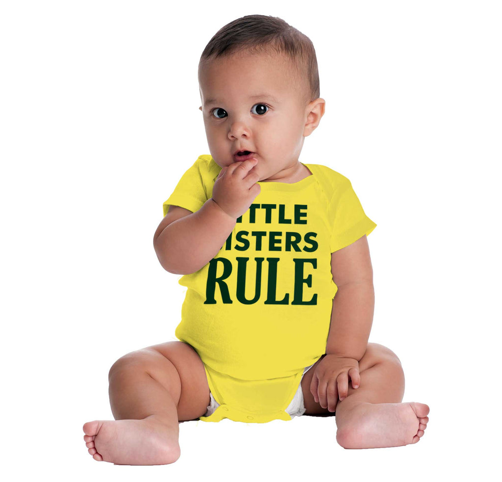 Little Sisters Rule Romper Bodysuit-Direct To Garment Print-Brisco Baby