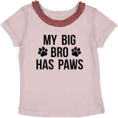 Big Bro Has Paws Toddler Ruffled Trim T-Shirt-Direct To Garment Print-Brisco Baby