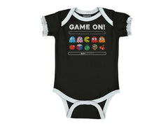 Game On Pac-Man Baby Ruffled Trim Romper-Direct To Garment Print-Brisco Baby
