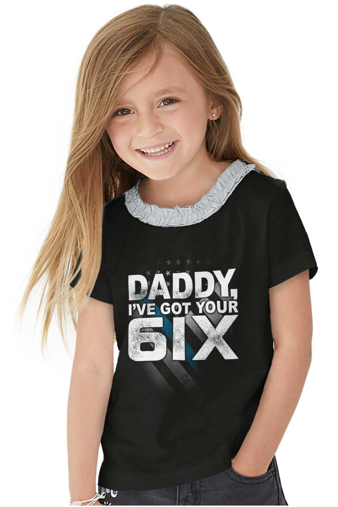 Got Your Six Toddler Ruffled Trim T-Shirt-Direct To Garment Print-Brisco Baby