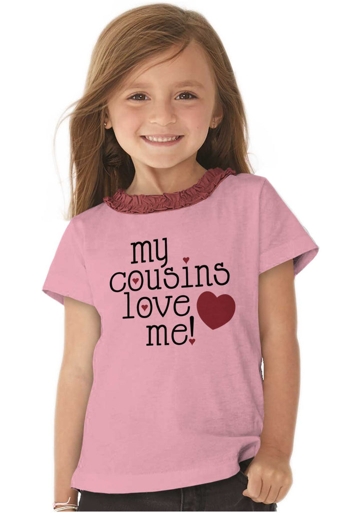 Cousins Love Me Toddler Ruffled Trim T-Shirt-Direct To Garment Print-Brisco Baby