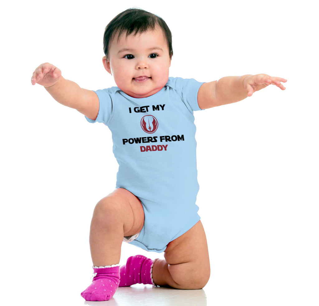 Powers From Daddy Romper Bodysuit-Direct To Garment Print-Brisco Baby