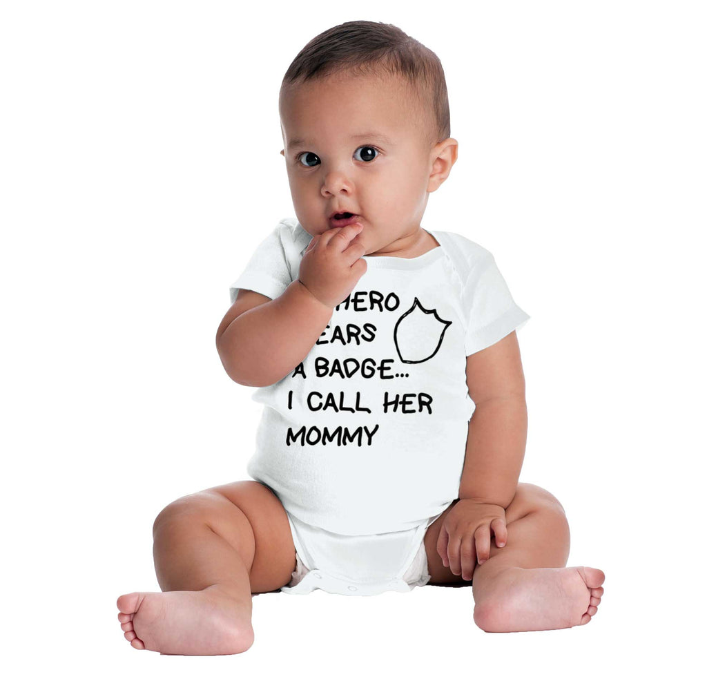 Hero Wears Badge Romper Bodysuit-Direct To Garment Print-Brisco Baby