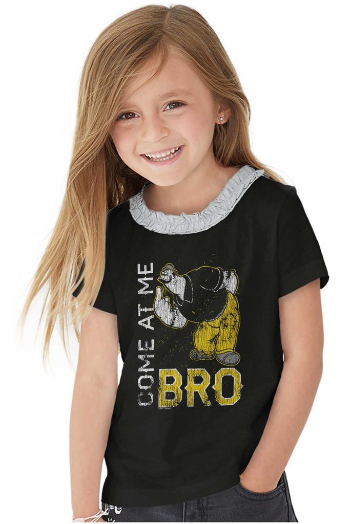 Come At Me Bro Toddler Ruffled Trim T-Shirt-Direct To Garment Print-Brisco Baby