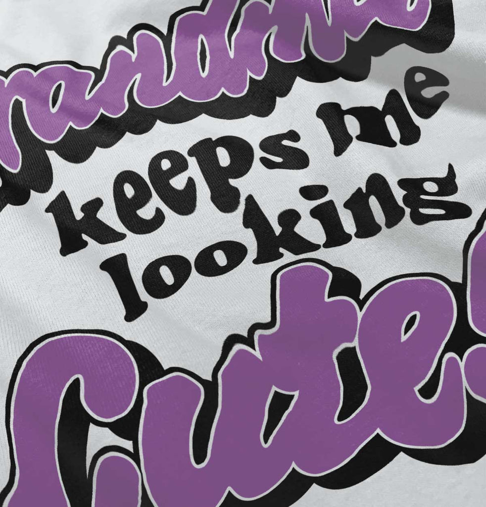 Grandma Keeps Me Cute Infant Baby Bib-Direct To Garment Print-Brisco Baby