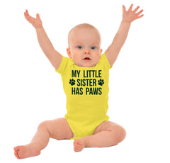 My Little Sister Has Paws Romper Bodysuit-Direct To Garment Print-Brisco Baby