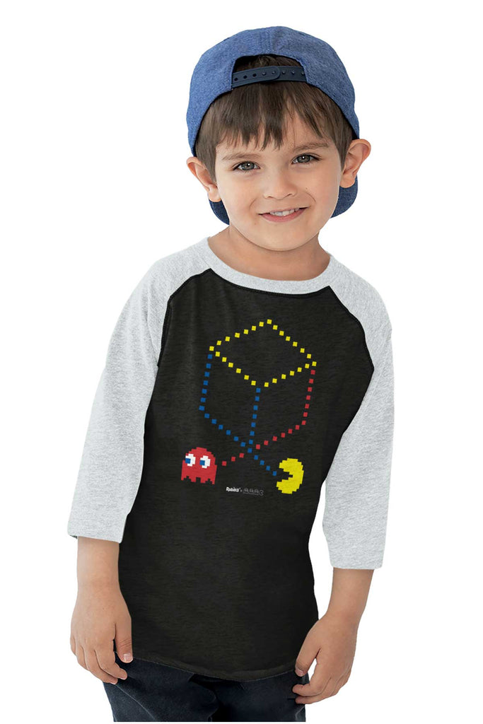 Pac-Man Cube Toddler Baseball-Direct To Garment Print-Brisco Baby
