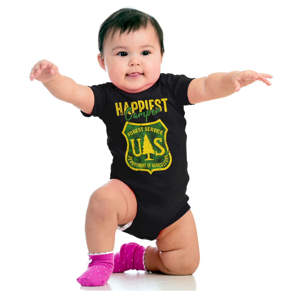 Happiest Camper Romper Bodysuit-Direct To Garment Print-Brisco Baby