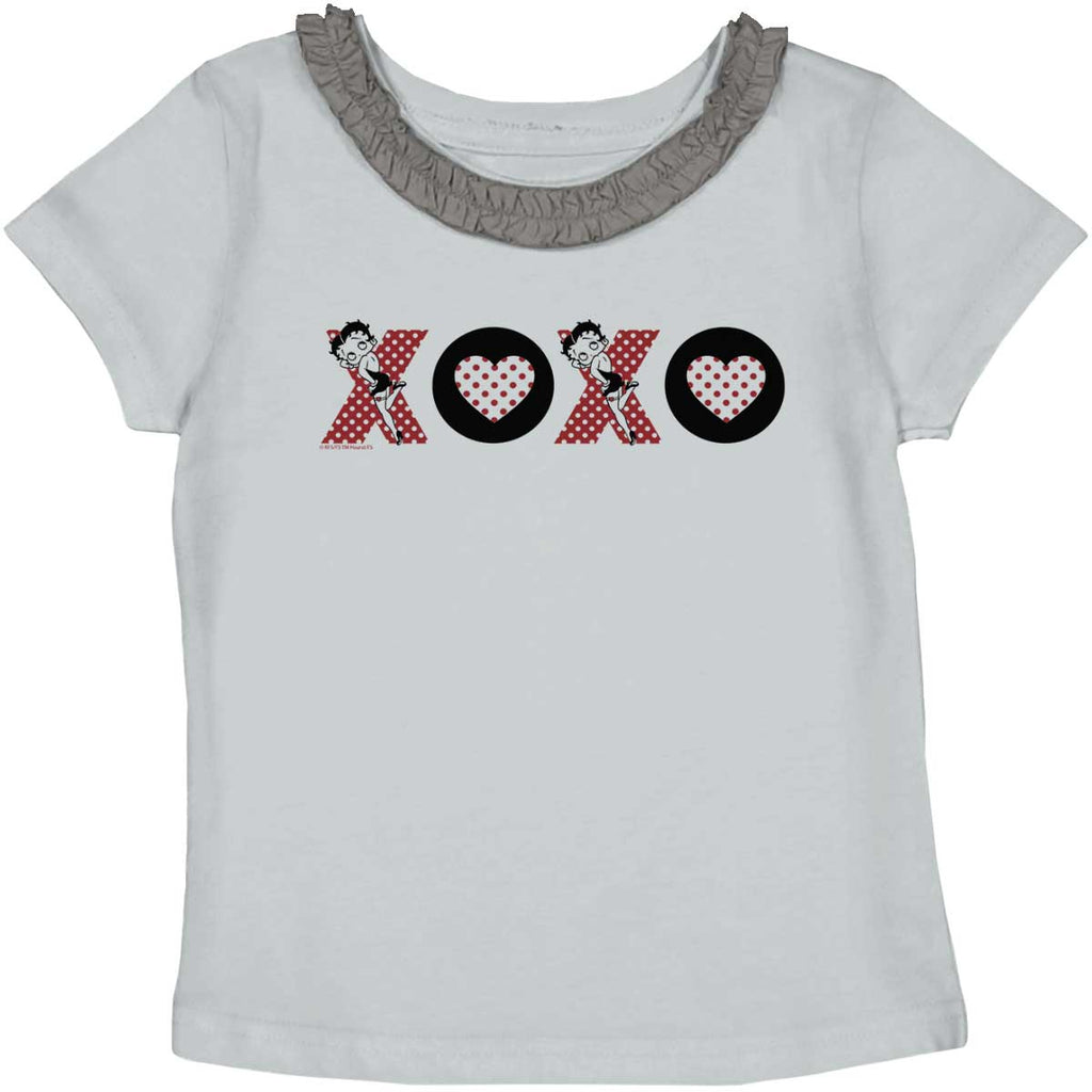 XOXO Toddler Ruffled Trim T-Shirt-Direct To Garment Print-Brisco Baby