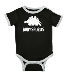 Babysaurus Ringer Romper Bodysuit-Direct To Garment Print-Brisco Baby