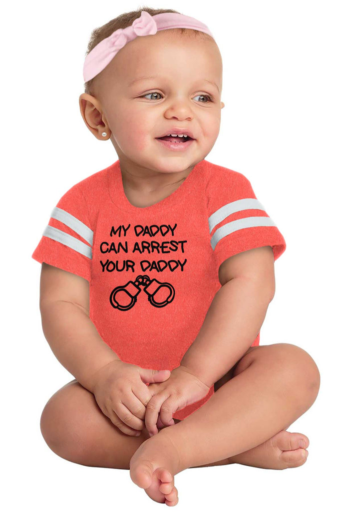 Arrest Your Daddy Football Romper Bodysuit-Direct To Garment Print-Brisco Baby
