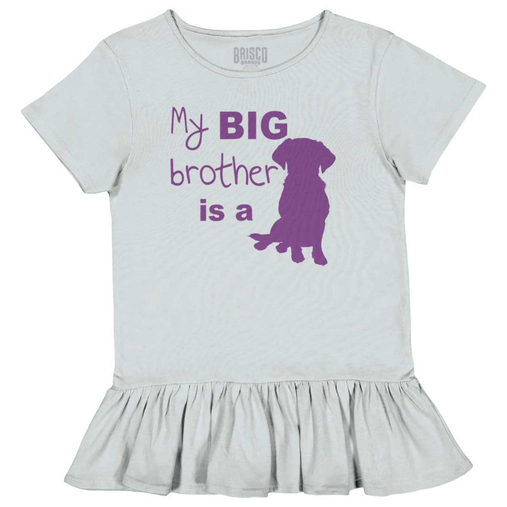 Brother is a Dog Toddler Ruffle Bottom Tee-Direct To Garment Print-Brisco Baby
