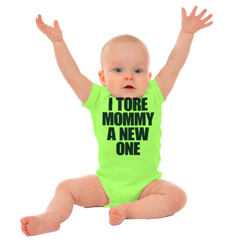 Tore Mommy A New One Romper Bodysuit-Direct To Garment Print-Brisco Baby