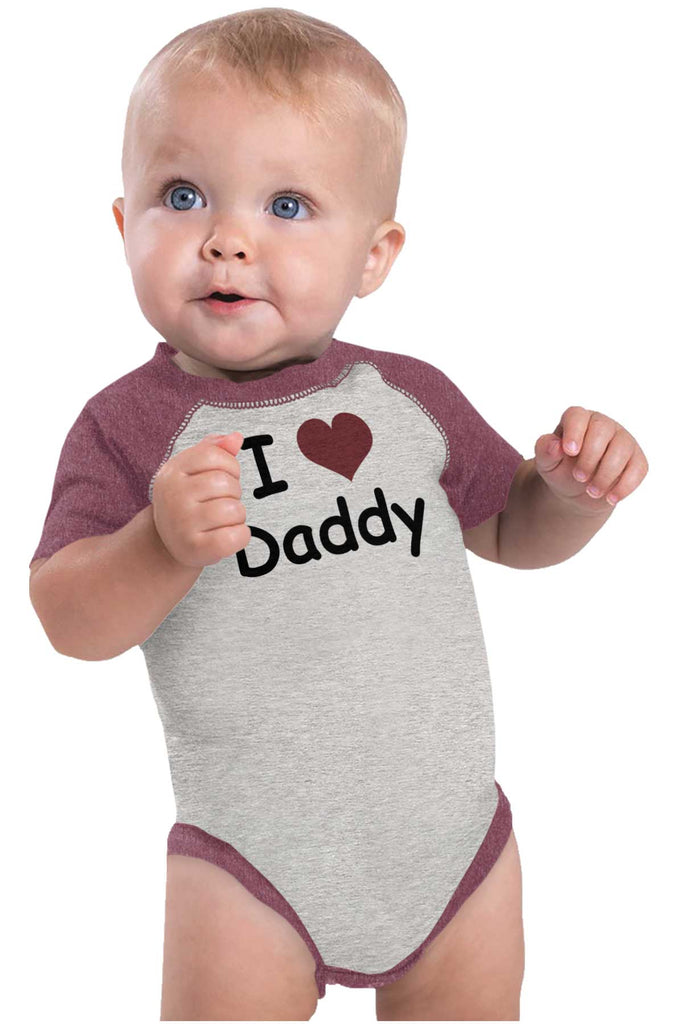 I Heart Daddy Raglan Romper Bodysuit-Direct To Garment Print-Brisco Baby