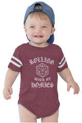 Rolling With My Homies Dungeons Football Romper Bodysuit-Direct To Garment Print-Brisco Baby