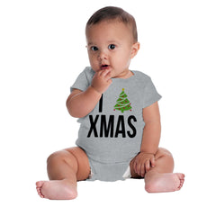I Love Xmas Romper Bodysuit-Direct To Garment Print-Brisco Baby
