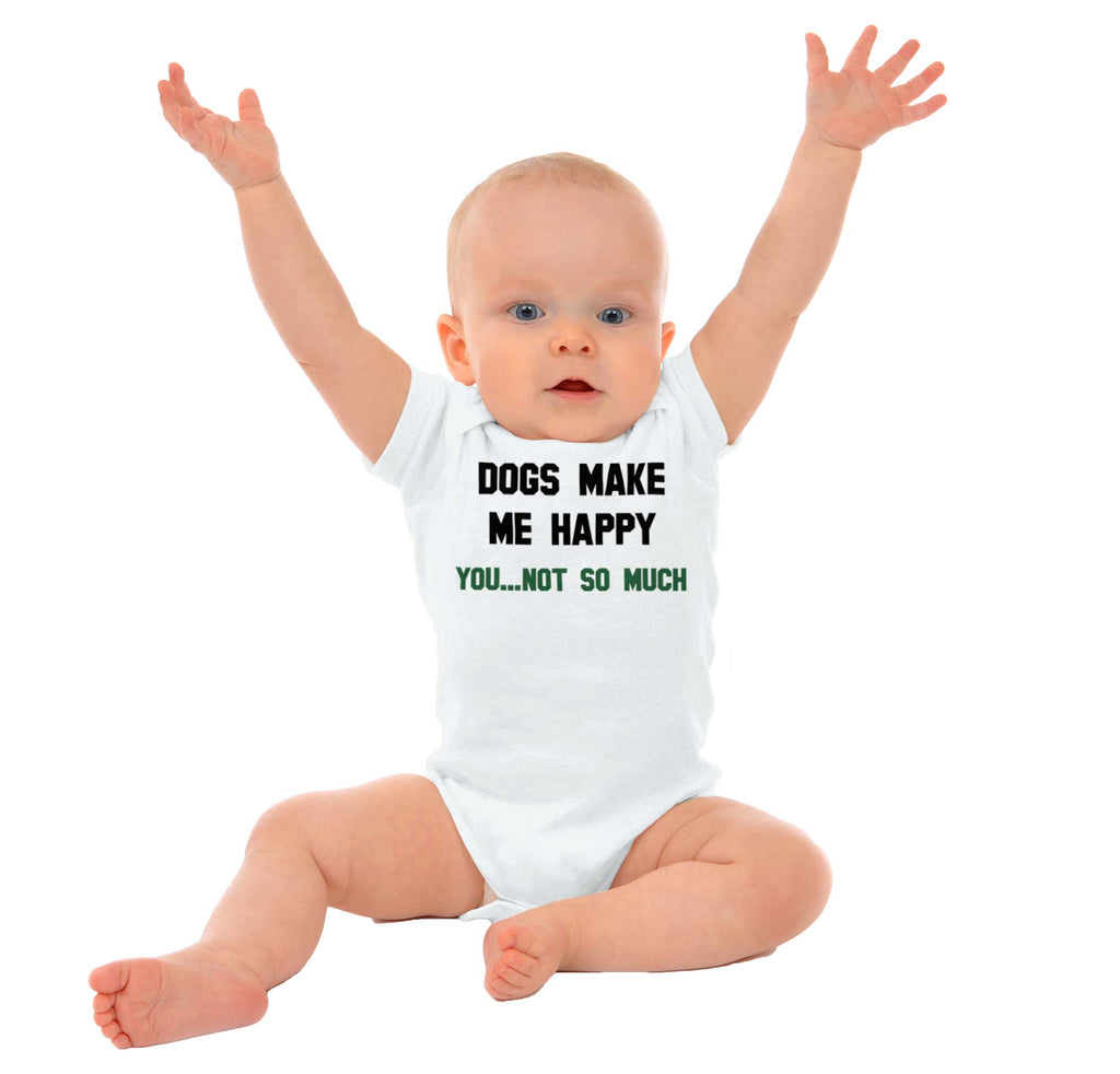 Dogs Make Me Happy Romper Bodysuit-Direct To Garment Print-Brisco Baby