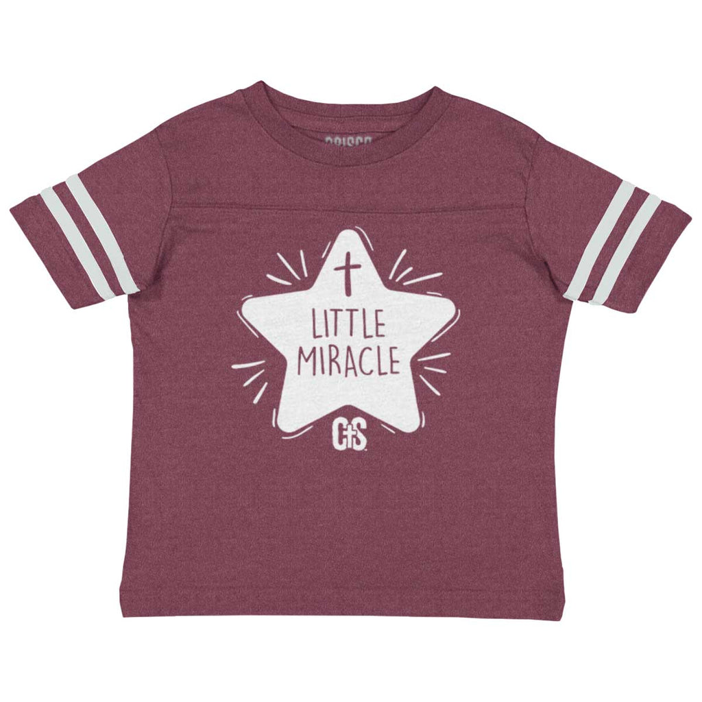 Little Miracle Toddler Football Jersey Tee-Direct To Garment Print-Brisco Baby