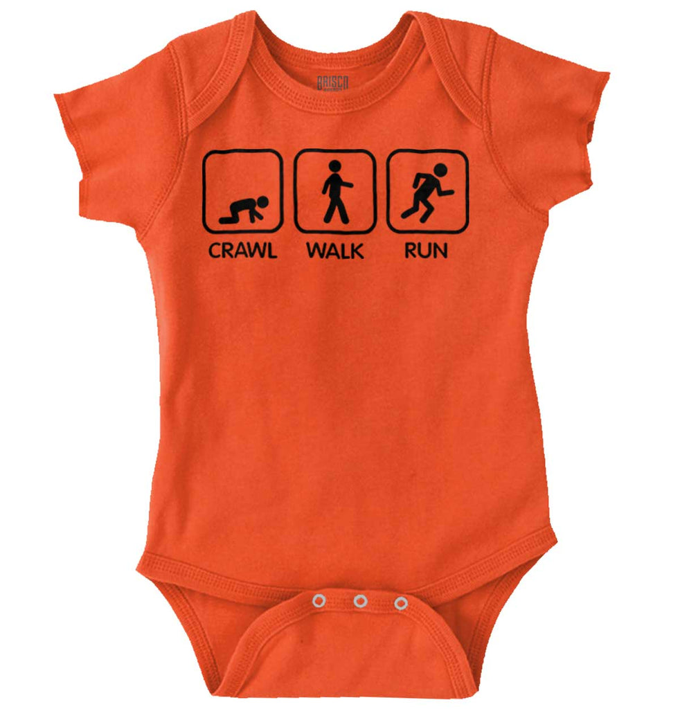 Crawl Walk Run Romper Bodysuit-Direct To Garment Print-Brisco Baby