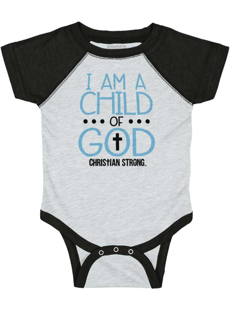 Cross Of God Raglan Romper Bodysuit-Direct To Garment Print-Brisco Baby