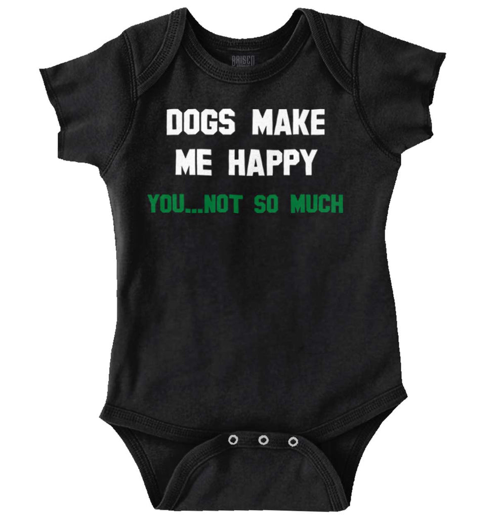 Dogs Make Me Happy Romper Bodysuit-Direct To Garment Print-Brisco Baby