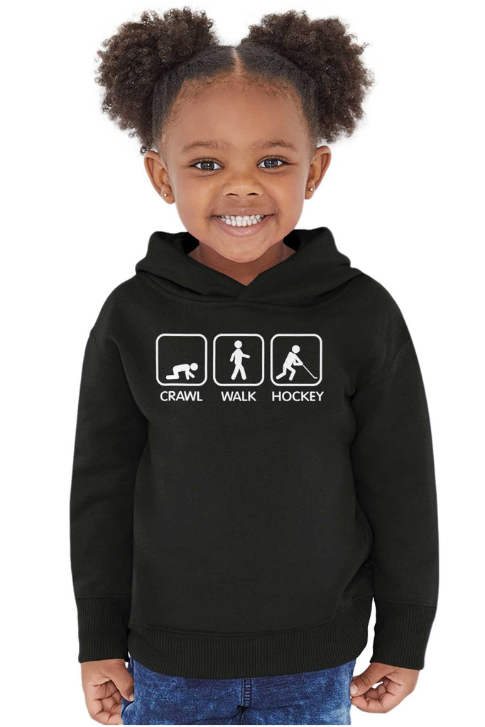 Crawl Walk Hockey Toddler Pullover Hoodie-Direct To Garment Print-Brisco Baby