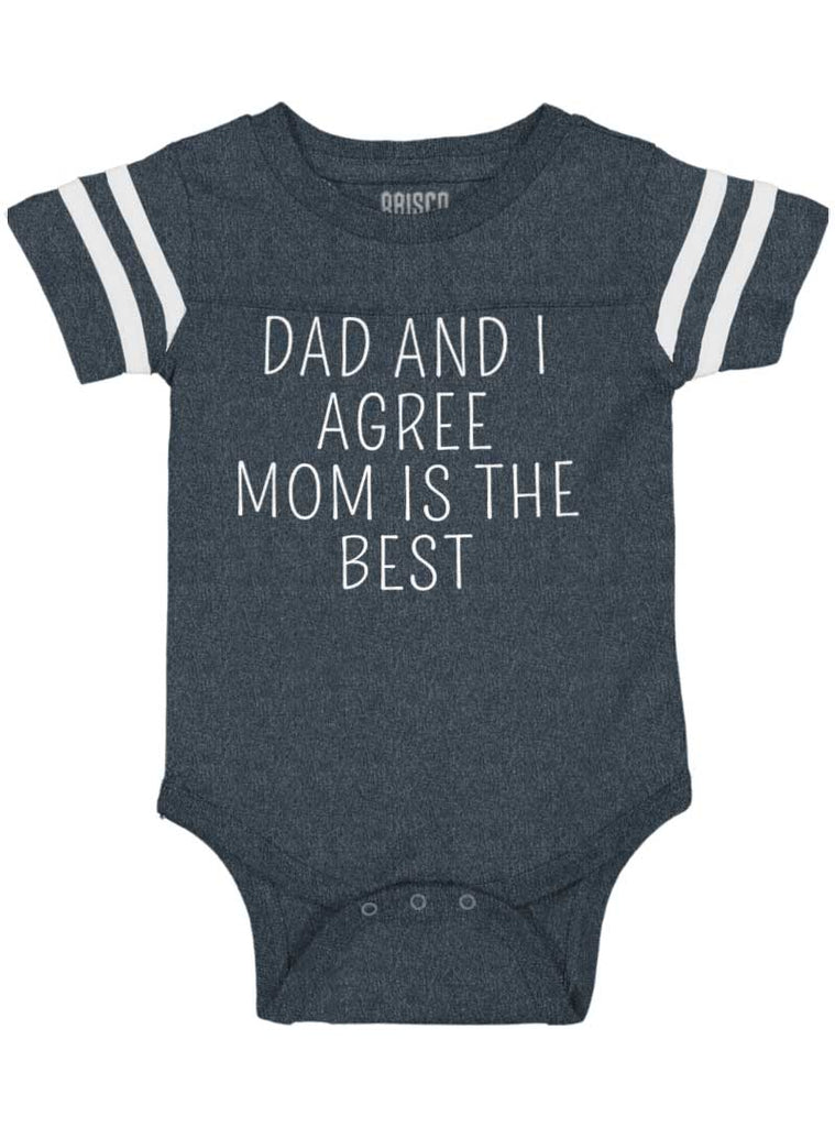 Mom Is Best Football Romper Bodysuit-Direct To Garment Print-Brisco Baby