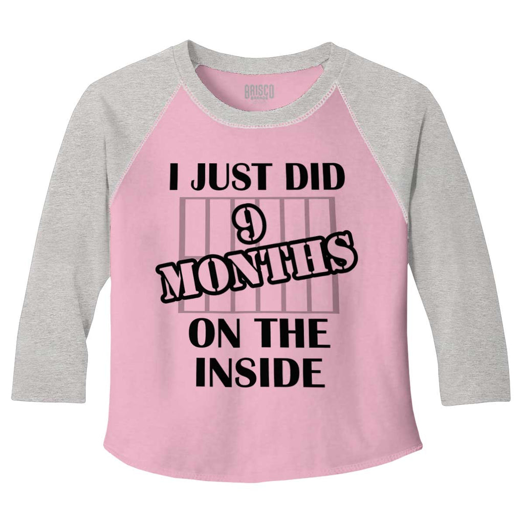 9 Months On The Inside Toddler Baseball-Direct To Garment Print-Brisco Baby