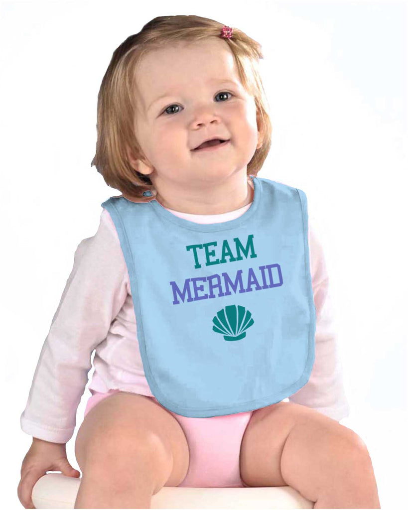 Team Mermaid Infant Baby Bib-Direct To Garment Print-Brisco Baby