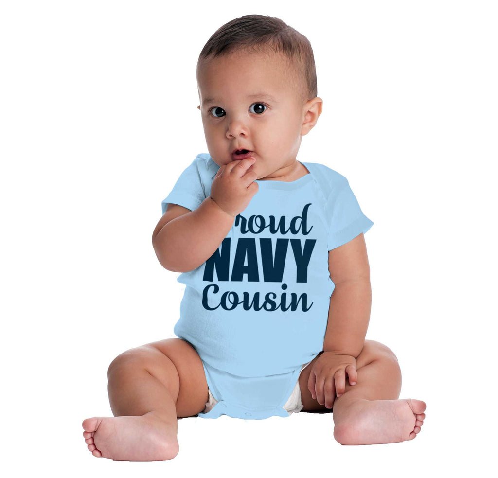 Proud Navy Cousin Romper Bodysuit-Direct To Garment Print-Brisco Baby