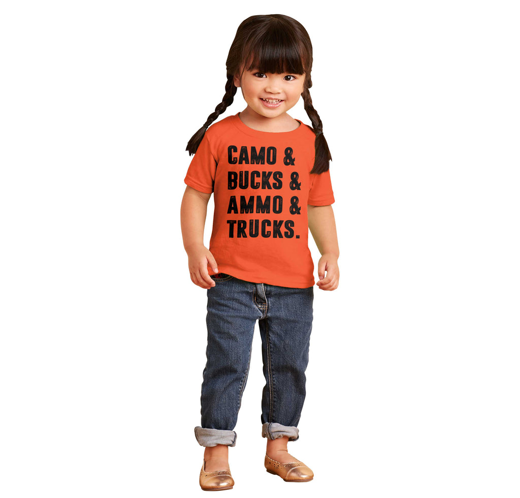 Camo Bucks Ammo Trucks Infant Toddler T Shirt-Direct To Garment Print-Brisco Baby