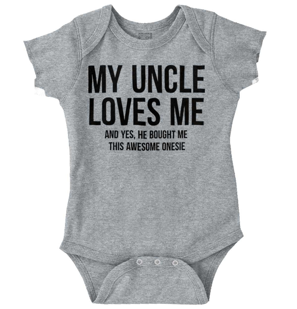 Uncle Loves Me Bought Shirt Romper Bodysuit-Direct To Garment Print-Brisco Baby