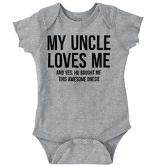 Uncle Loves Me Bought Shirt Romper Bodysuit-Direct To Garment Print-Brisco Baby