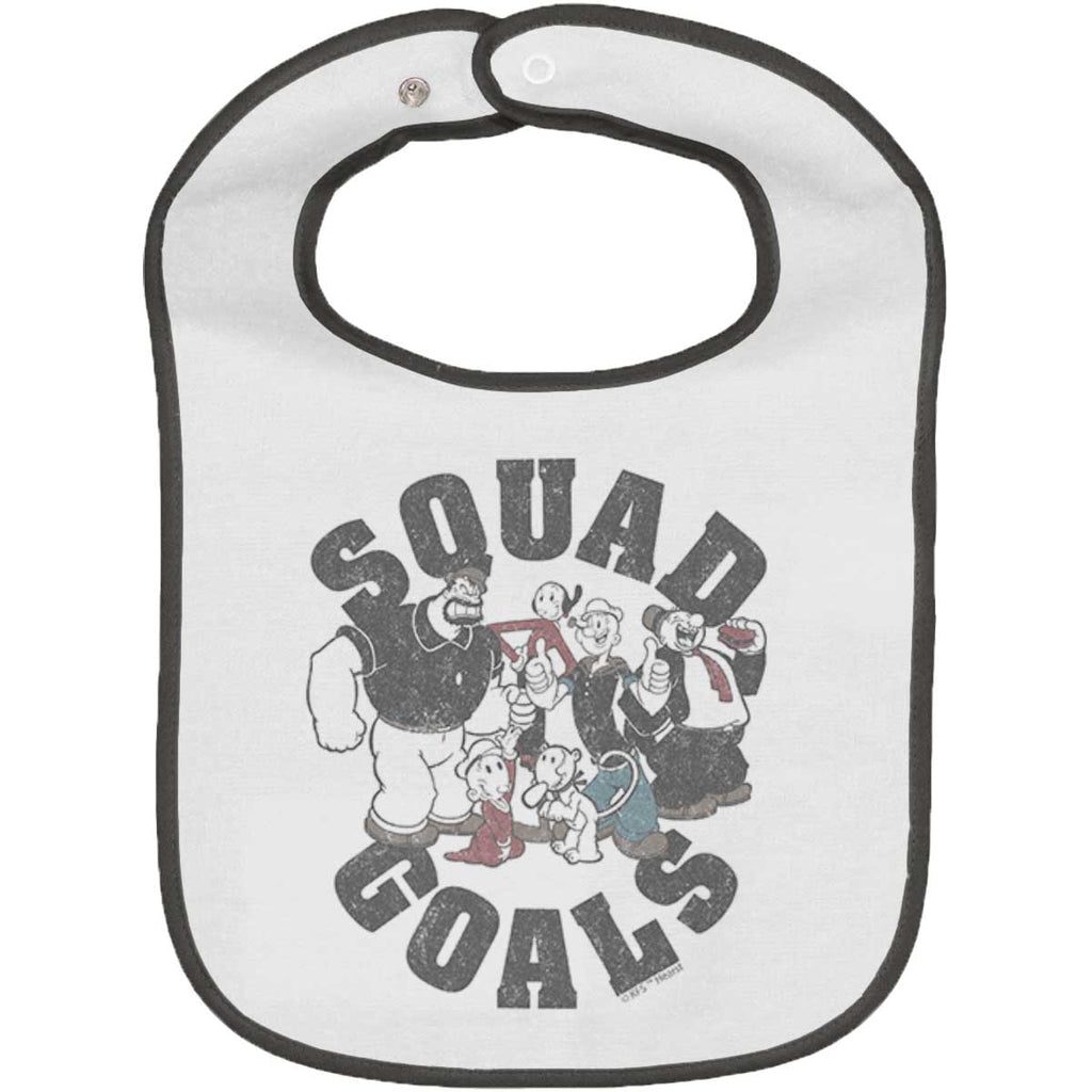 Squad Goals Trimmed White Snap Bib-Direct To Garment Print-Brisco Baby