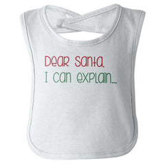 Dear Santa Can Explain Infant Baby Bib-Direct To Garment Print-Brisco Baby