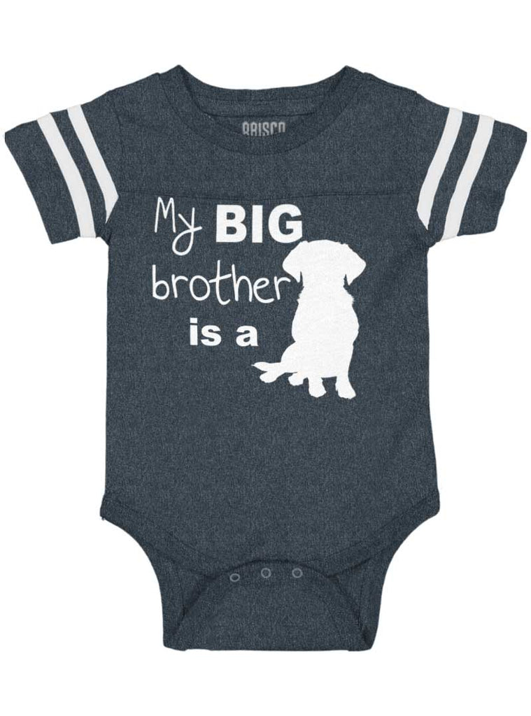 Brother is a Dog Football Romper Bodysuit-Direct To Garment Print-Brisco Baby