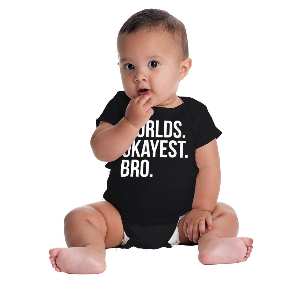 Worlds Okayest Bro Romper Bodysuit-Direct To Garment Print-Brisco Baby