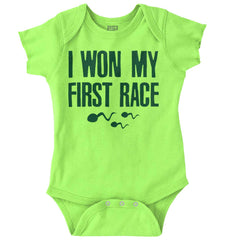 Won The Race Romper Bodysuit-Direct To Garment Print-Brisco Baby