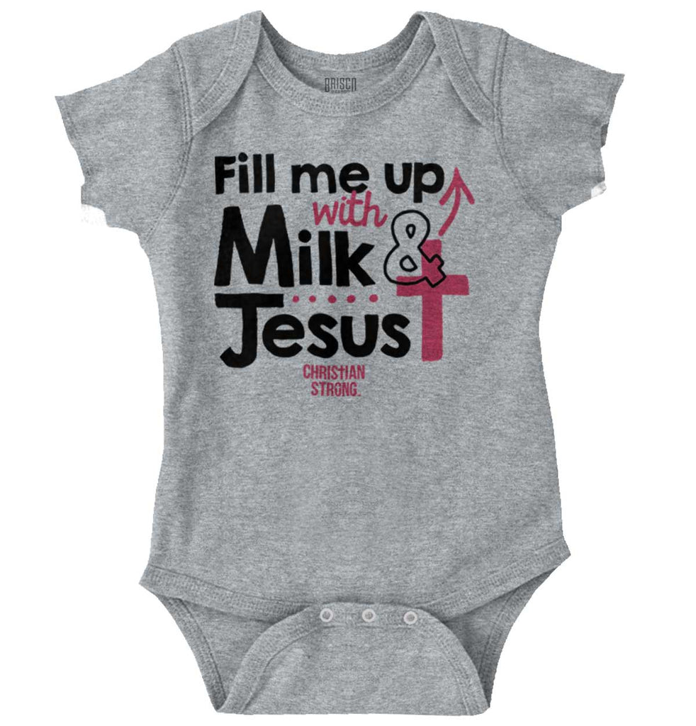 Milk And Jesus Romper Bodysuit-Direct To Garment Print-Brisco Baby