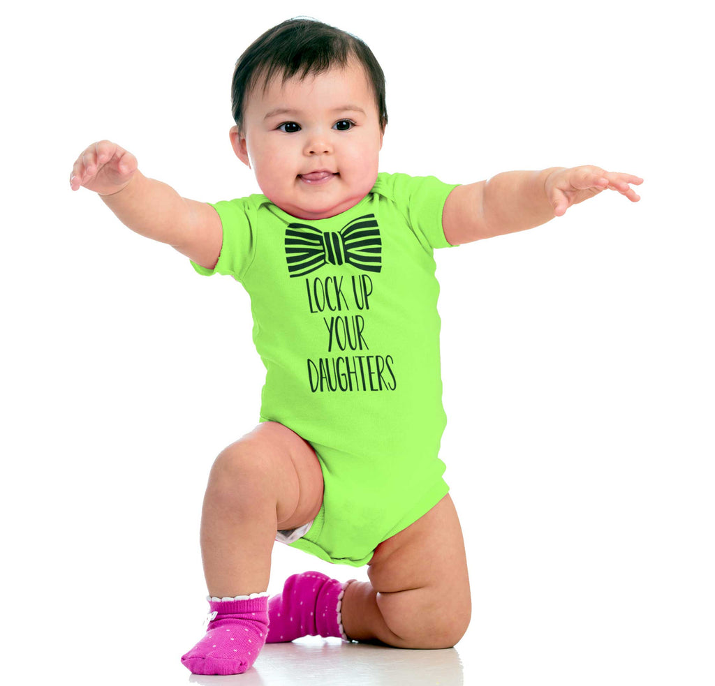 Lock Up Your Daughters Romper Bodysuit-Direct To Garment Print-Brisco Baby