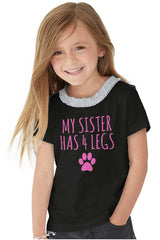 Sister has 4 legs Toddler Ruffled Trim T-Shirt-Direct To Garment Print-Brisco Baby