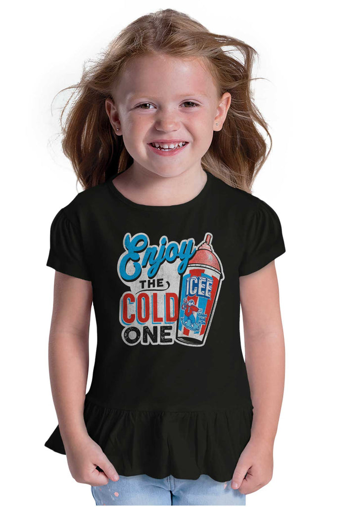 Enjoy The Cold One Toddler Ruffle Bottom Tee-Direct To Garment Print-Brisco Baby